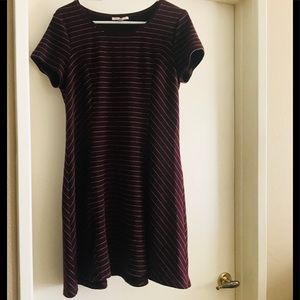 Maroon/White striped dress